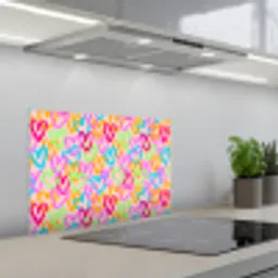 Hart - Neon - Patroon - Kleur keuken achterwand spatscherm klein 900 -3d_schuin