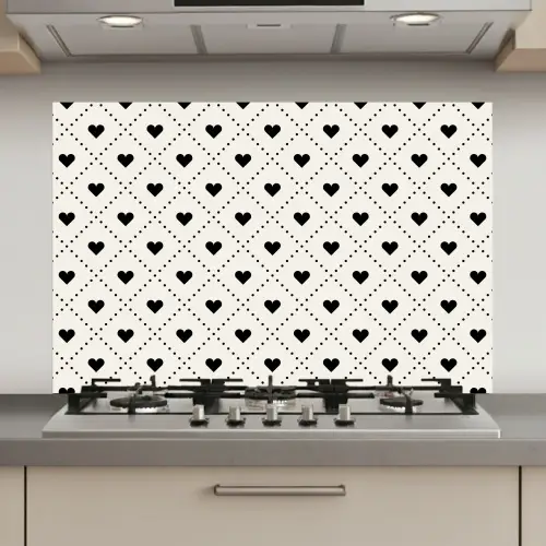 Hart - Vierhoek - Wit - Zwart keuken achterwand spatscherm klein 900 -3d_website