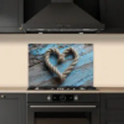 Hart - Touw - Hout - Rustiek keuken achterwand spatscherm klein -sfeer1
