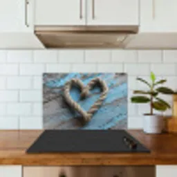 Hart - Touw - Hout - Rustiek keuken achterwand spatscherm klein -sfeer2