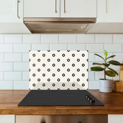 Hart - Rond - Wit - Zwart keuken achterwand spatscherm klein 900 -sfeer2