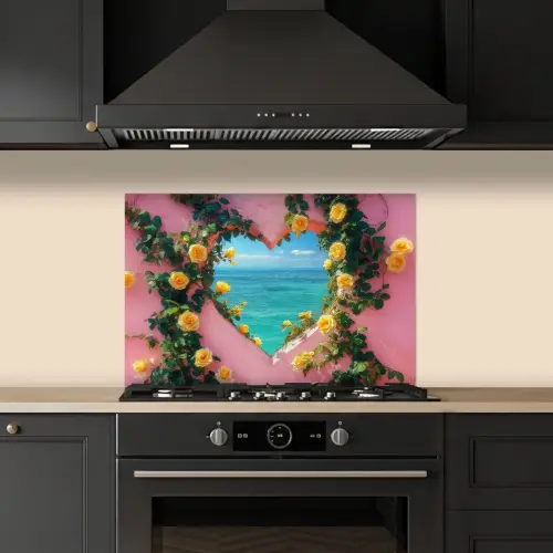 Hart - Zee - Muur keuken achterwand spatscherm klein -sfeer1