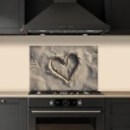 Hartvorm - Getekend - Beige - Zand keuken achterwand spatscherm klein -sfeer1