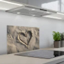 Hartvorm - Getekend - Beige - Zand keuken achterwand spatscherm klein -3d_schuin