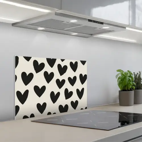 Hartjes - Zwart - Beige keuken achterwand spatscherm klein -3d_schuin