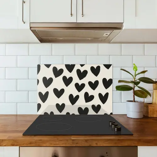Hartjes - Zwart - Beige keuken achterwand spatscherm klein -sfeer2