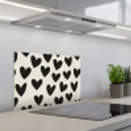 Hartjes - Zwart - Beige keuken achterwand spatscherm klein -3d_schuin