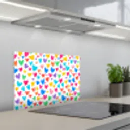 Hartjes - Kleurrijk - Patroon - Levendig keuken achterwand spatscherm klein -3d_schuin