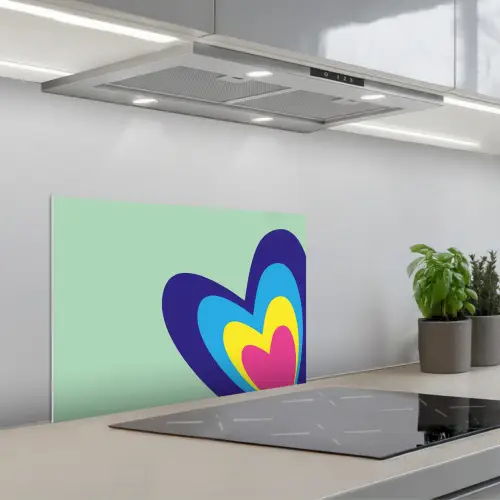 Hartjes - Kleurrijk - Valentijn keuken achterwand spatscherm klein -3d_schuin