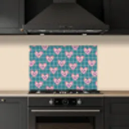 Hartjes - Raster - Patroon - Blauw keuken achterwand spatscherm klein 900 -sfeer1