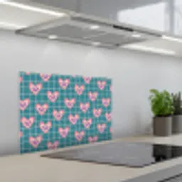 Hartjes - Raster - Patroon - Blauw keuken achterwand spatscherm klein 900 -3d_schuin