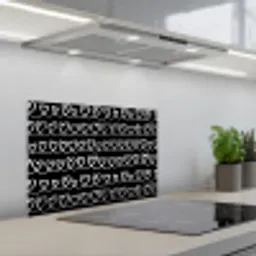 Harten - Verweven - Zwart - Wit keuken achterwand spatscherm klein 900 -3d_schuin
