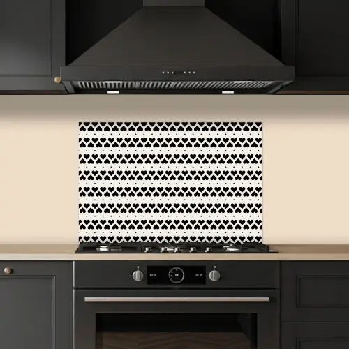 Harten - Lijn - Wit - Zwart keuken achterwand spatscherm klein 900 -sfeer1