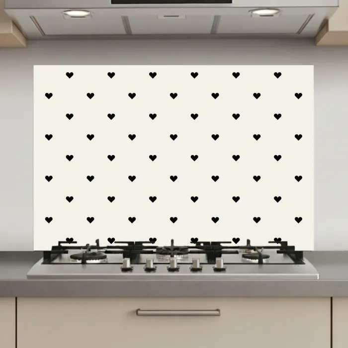 Harten - Liefde - Zwart - Wit keuken achterwand spatscherm klein 900 -3d_website