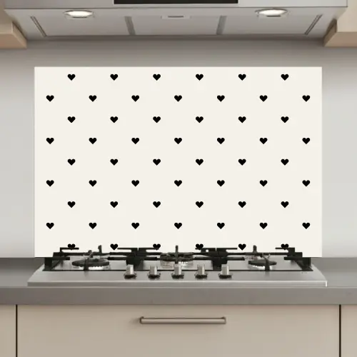 Harten - Liefde - Zwart - Wit keuken achterwand spatscherm klein 900 -3d_website