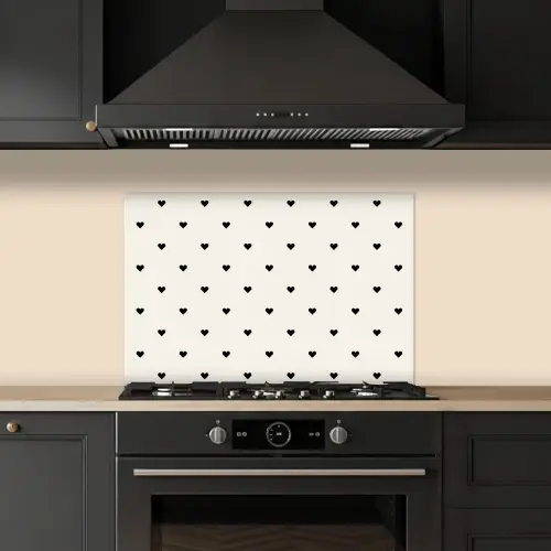 Harten - Liefde - Zwart - Wit keuken achterwand spatscherm klein 900 -sfeer1