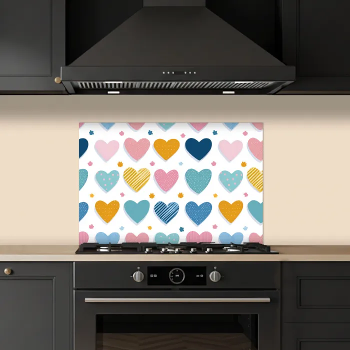 Hartjes - Pastel - Patroon keuken achterwand spatscherm klein -sfeer1