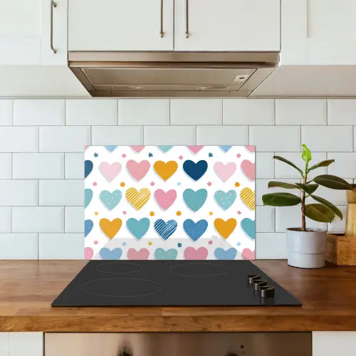 Hartjes - Pastel - Patroon keuken achterwand spatscherm klein -sfeer2