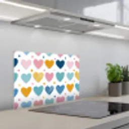 Hartjes - Pastel - Patroon keuken achterwand spatscherm klein -3d_schuin