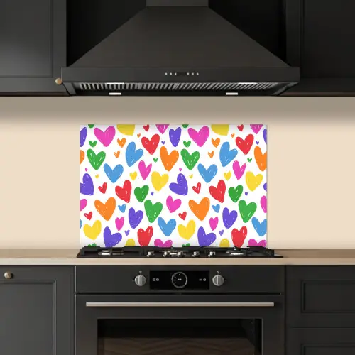 Hartjes - Patroon - Kleurrijk keuken achterwand spatscherm klein -sfeer1