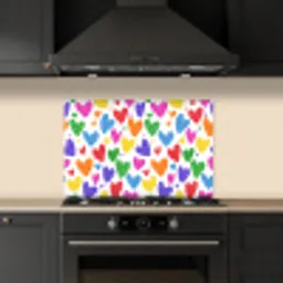 Hartjes - Patroon - Kleurrijk keuken achterwand spatscherm klein -sfeer1