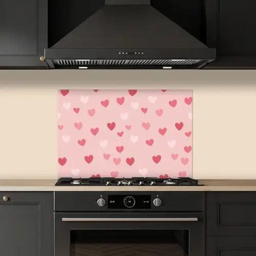 Hartjes - Patroon - Roze keuken achterwand spatscherm klein -sfeer1