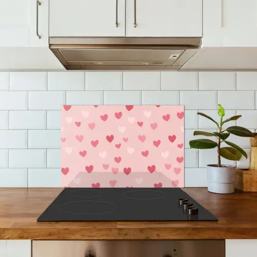Hartjes - Patroon - Roze keuken achterwand spatscherm klein -sfeer2