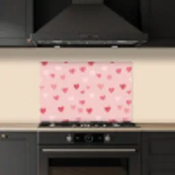 Hartjes - Patroon - Roze keuken achterwand spatscherm klein -sfeer1