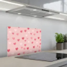 Hartjes - Patroon - Roze keuken achterwand spatscherm klein -3d_schuin