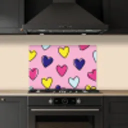 Hartjes - Valentijn - Patroon - Kleurrijk keuken achterwand spatscherm klein -sfeer1