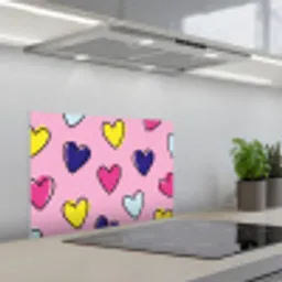 Hartjes - Valentijn - Patroon - Kleurrijk keuken achterwand spatscherm klein -3d_schuin