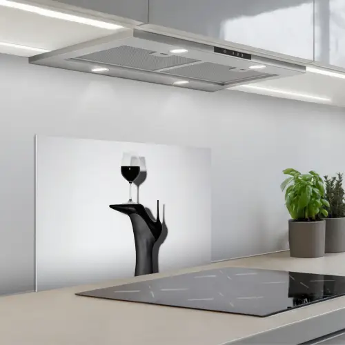 Hak - Wijn - Minimalistisch - Zwart keuken achterwand spatscherm klein -3d_schuin
