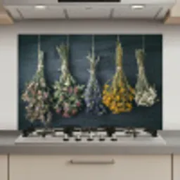 Kruidenkwartet aan een Donkere Wand keuken achterwand spatscherm klein -3d_website