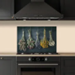 Kruidenkwartet aan een Donkere Wand keuken achterwand spatscherm klein -sfeer1