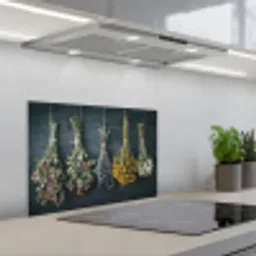 Kruidenkwartet aan een Donkere Wand keuken achterwand spatscherm klein -3d_schuin