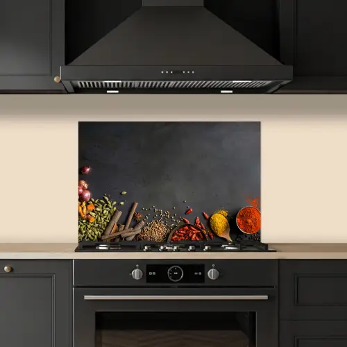 Kruiden - Eten - Specerijen - Zwart - Paprika - Kaneel keuken achterwand spatscherm klein -sfeer1