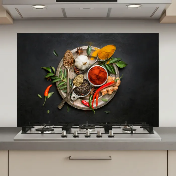 Kruiden - Bord - Peper - Zwart - Lepels - Zilver keuken achterwand spatscherm klein -3d_website