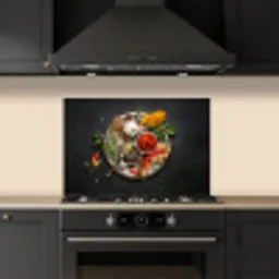 Kruiden - Bord - Peper - Zwart - Lepels - Zilver keuken achterwand spatscherm klein -sfeer1