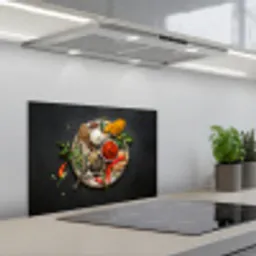 Kruiden - Bord - Peper - Zwart - Lepels - Zilver keuken achterwand spatscherm klein -3d_schuin