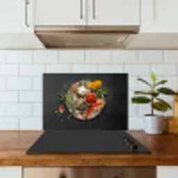 Kruiden - Bord - Peper - Zwart - Lepels - Zilver keuken achterwand spatscherm klein -sfeer2