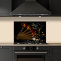 Kruiden - Lepels - Zout - Specerijen - Zwart keuken achterwand spatscherm klein -sfeer1
