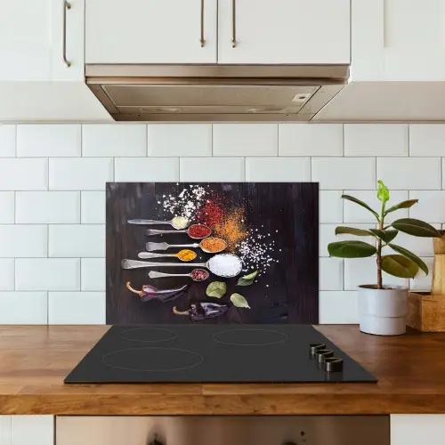 Kruiden - Lepels - Specerijen - Industrieel keuken achterwand spatscherm klein -sfeer2