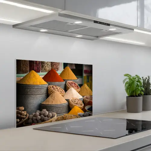 Kruiden - Ton - Specerijen - Geel - Bruin keuken achterwand spatscherm klein -3d_schuin