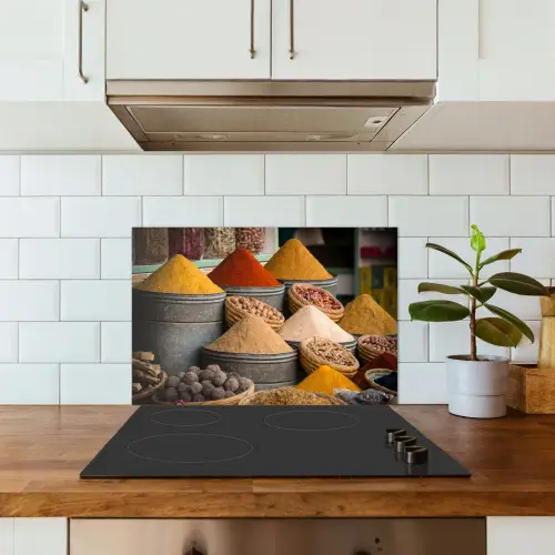 Kruiden - Ton - Specerijen - Geel - Bruin keuken achterwand spatscherm klein -sfeer2