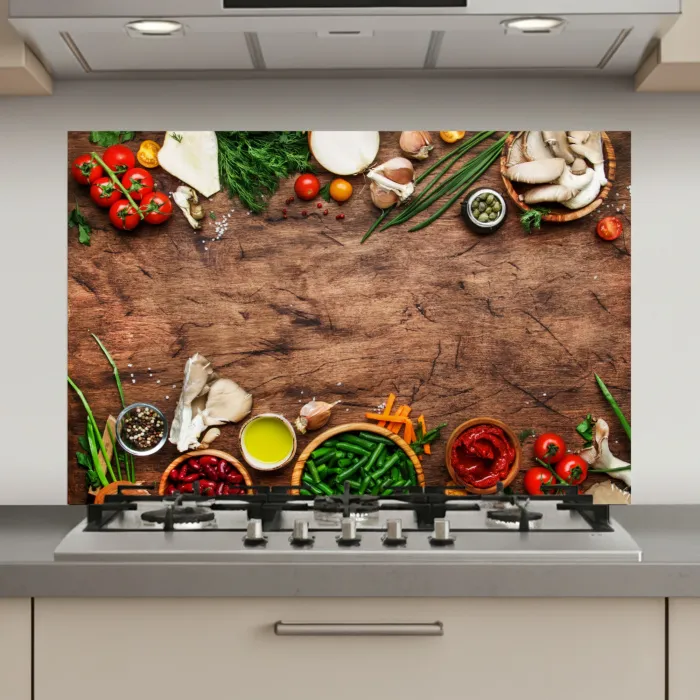 Kruiden - Groente - Rustiek keuken achterwand spatscherm klein -3d_website