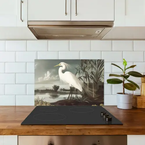 Reiger - Planten - Wolken - Wit keuken achterwand spatscherm klein -sfeer2