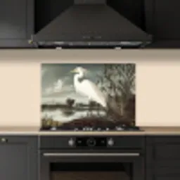 Reiger - Planten - Wolken - Wit keuken achterwand spatscherm klein -sfeer1