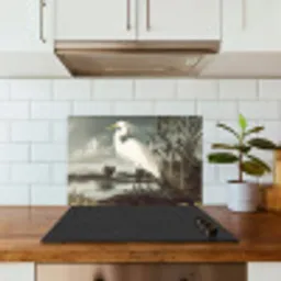 Reiger - Planten - Wolken - Wit keuken achterwand spatscherm klein -sfeer2