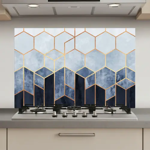 Hexagon - Gold - Luxe - Patronen keuken achterwand spatscherm klein -3d_website