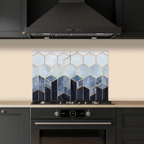 Hexagon - Gold - Luxe - Patronen keuken achterwand spatscherm klein -sfeer1